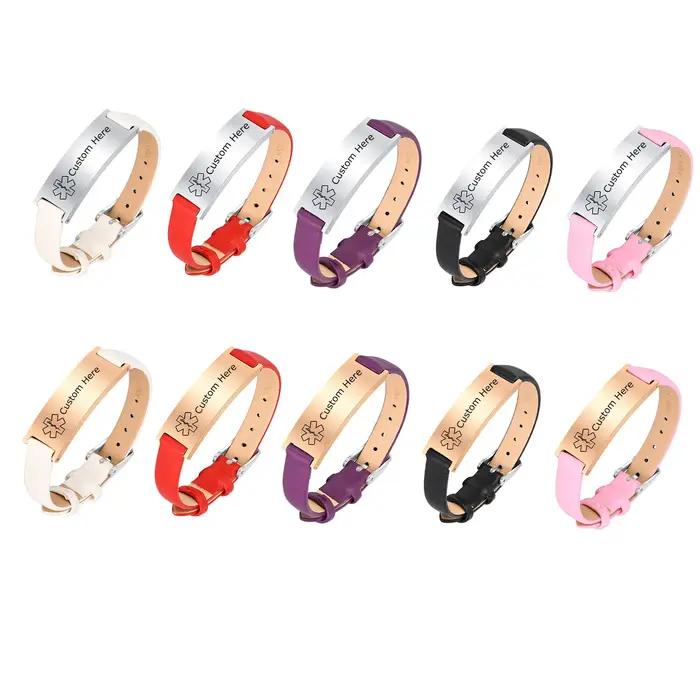 Bracelets d'identification d'alerte médicale à gravure gratuite pour femmes
