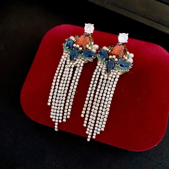 Boucles d'oreilles à pampilles en Zircon pour femmes