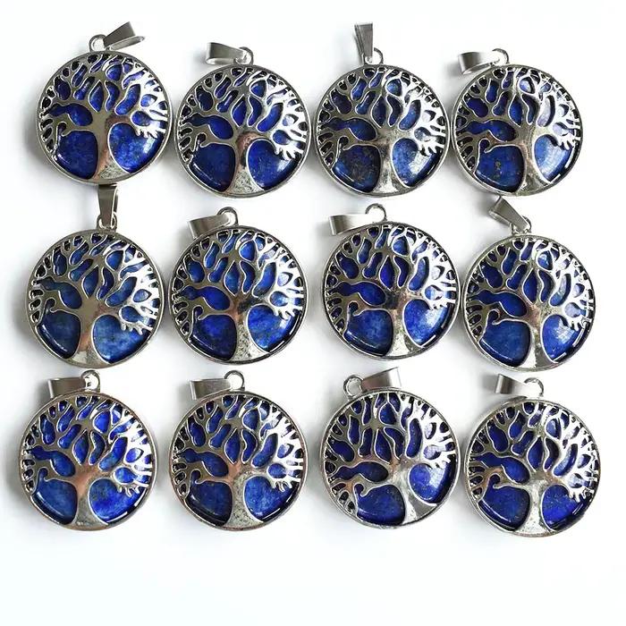 Pendentifs arbre de vie en alliage de pierre sodalite naturelle