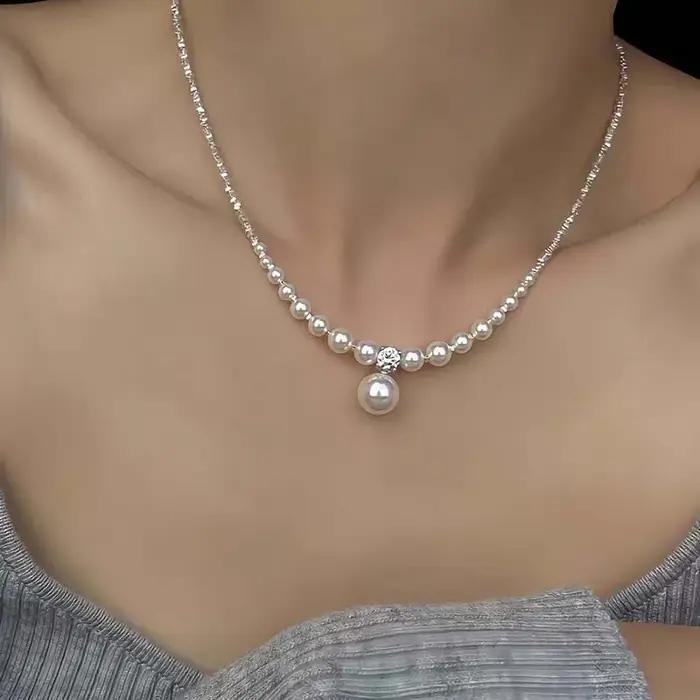 Collier de gouttelettes de perles pour femmes design minimaliste chaîne de clavicule bijoux cadeaux mariage nouvelle mode élégance subtile occasions spéciales