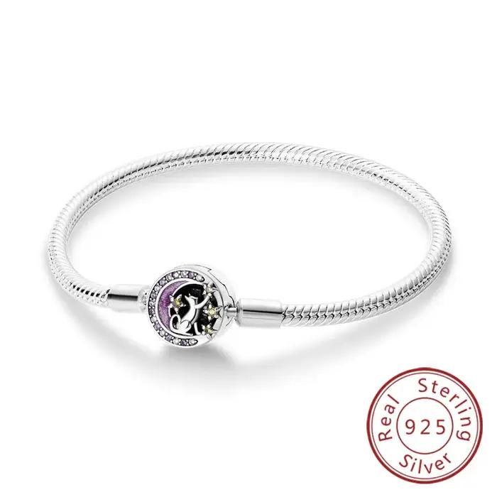 Bracelet 17-20CM Cœur d'amour Original 925 Argent Sterling Bracelet à breloques Pavé Zirconia Bracel