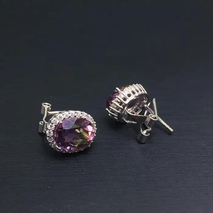 Boucles d'oreilles ovales en argent regardé 925 pour femme