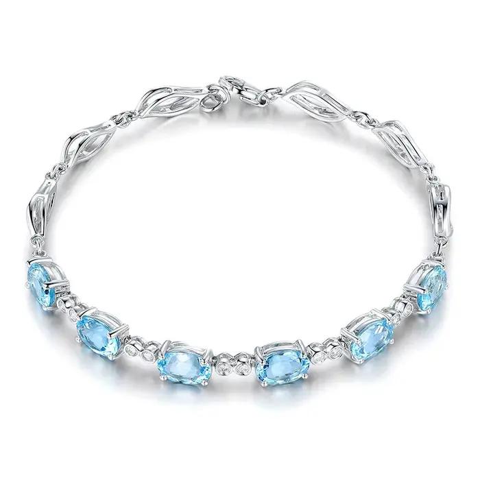 Bracelet en argent 925 saphir exquis pour femmes romantique moderne vintage occasions spéciales engagement anniversaire mariage