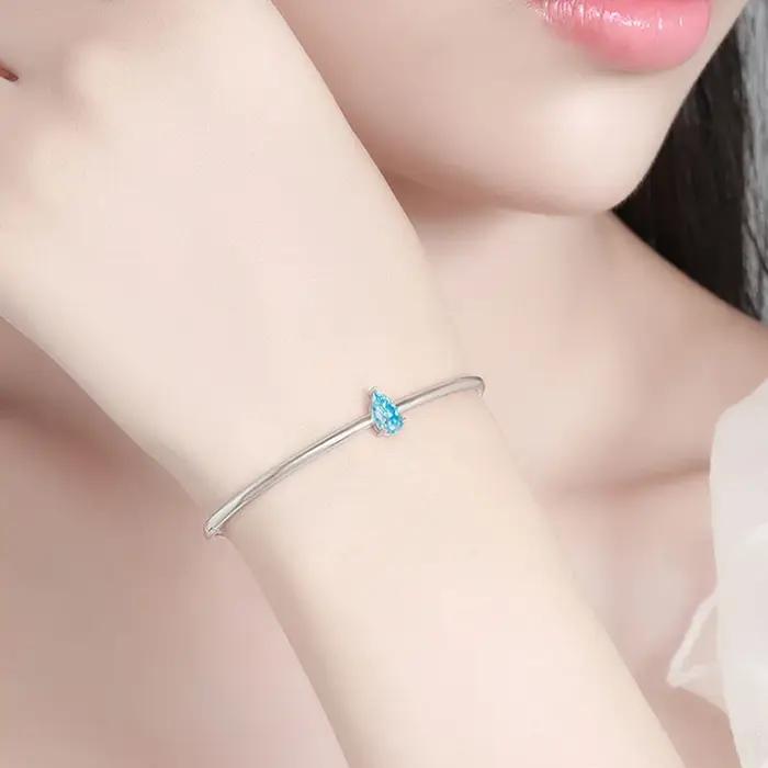 Bracelet en argent sterling 925 serti de moissanite poire élégant pour femmes occasions spéciales anniversaire cadeau de mariage engagement