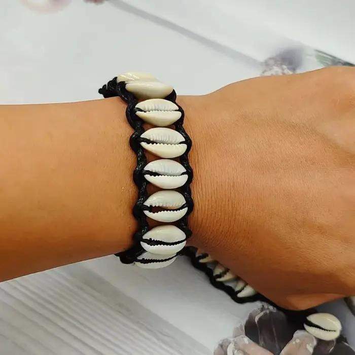 Bracelet tissé en perles de coquillage pour femmes et hommes, corde tissée à la main, bijoux d'amiti