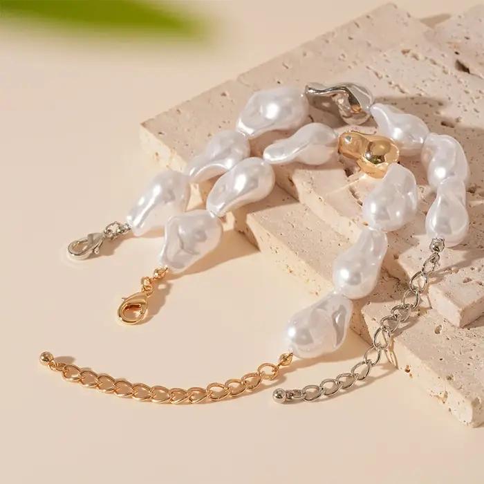 Bracelet géométrique irrégulier de perles d'imitation baroque rétro