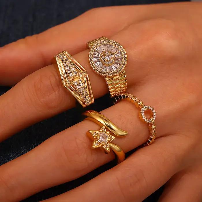 Bagues rondes en zircone brillante pour femmes et hommes