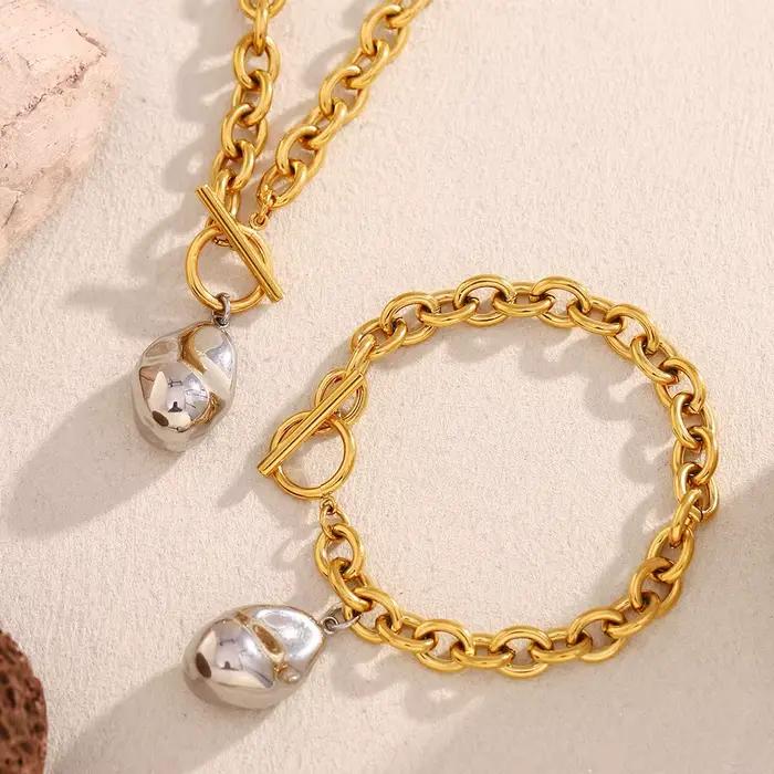 La. Muses – pendentif Baroque solide de couleur mixte, Bracelet en acier inoxydable pour femmes, collier plaqué PVD, bijoux à la mode, cadeau