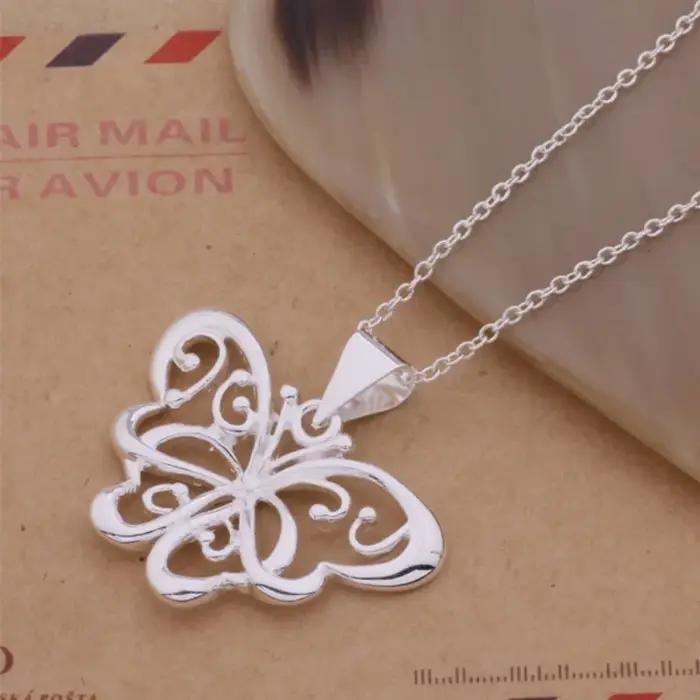 Collier pendentif papillon en argent sterling 925 pour femmes