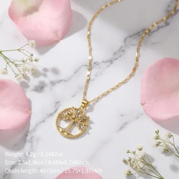 Collier Pendentif Cercle Arbre de Vie pour Femme