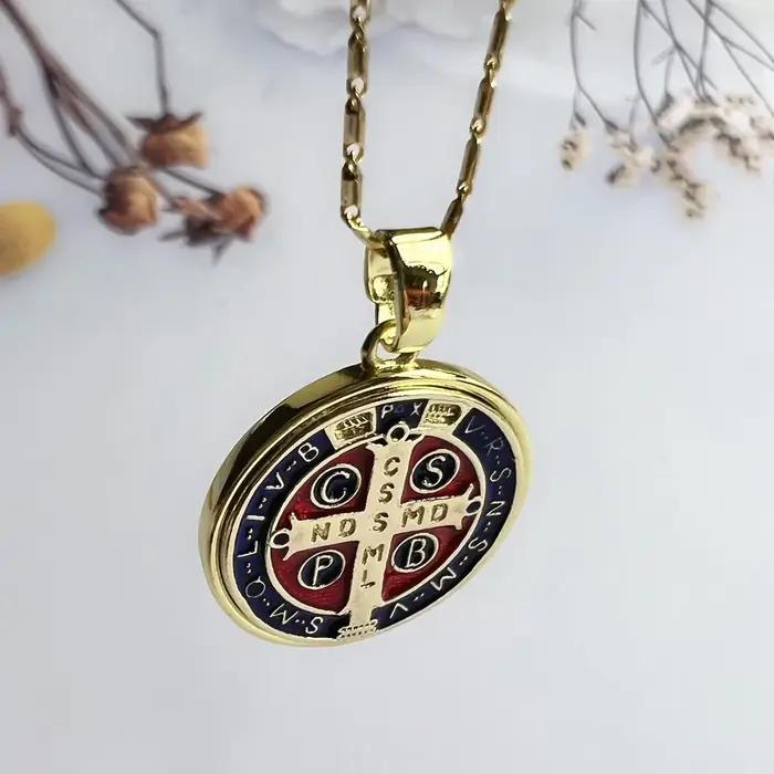 Collier pendentif religieux en noix de coco pour femme