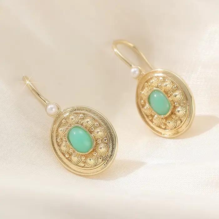 Boucles d'oreilles pendantes dorées vintage pour femmes