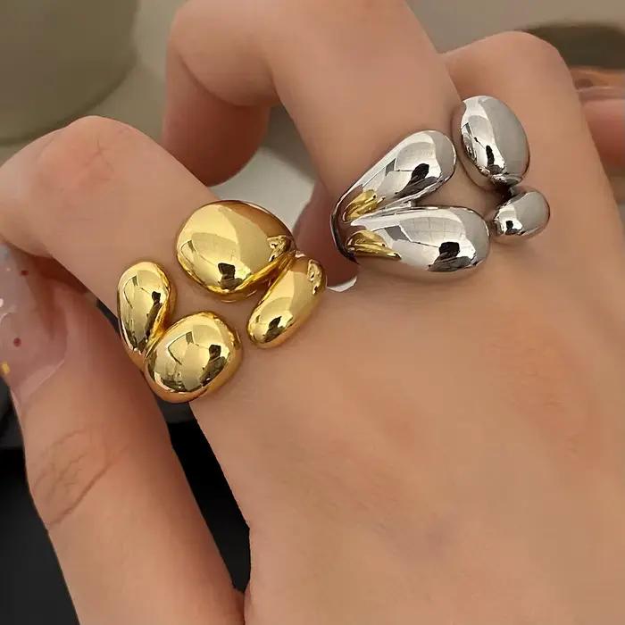 Bague dôme épaisse plaquée or et argent pour hommes et femmes