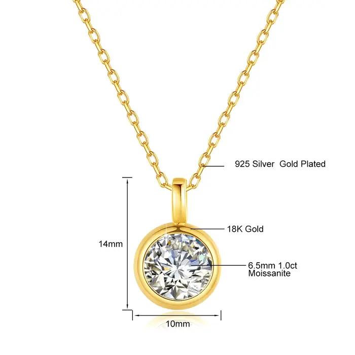 Pendentif en or 18 carats avec moissanite 1 carat
