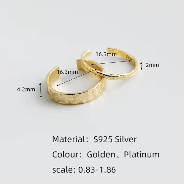 WANTME 925 en argent Sterling Unique irrégulier minimaliste anneau ouvert femmes hommes européen martelé Hip Hop Couples bijoux accessoires