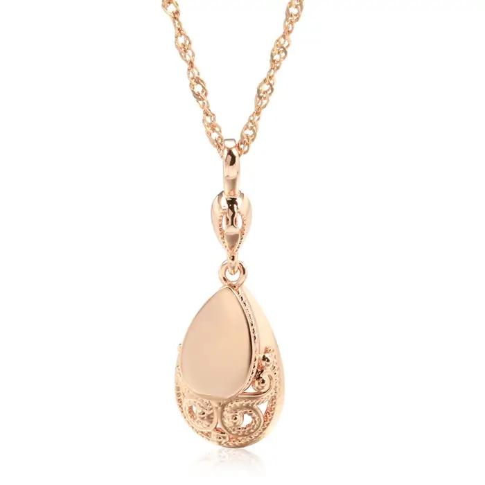 SYOUJYO Vintage 585 couleur or Rose pendentif colliers pour femmes brillant Simple goutte d'eau ethnique mariée bijoux de mariage