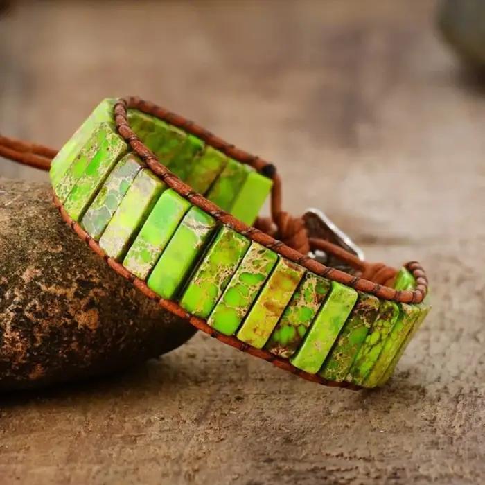 Bracelet à Main Tressé aux Perles Colorées avec Pierres pour Femmes Occasions Spéciales Fantaisie Bohème Cadeau