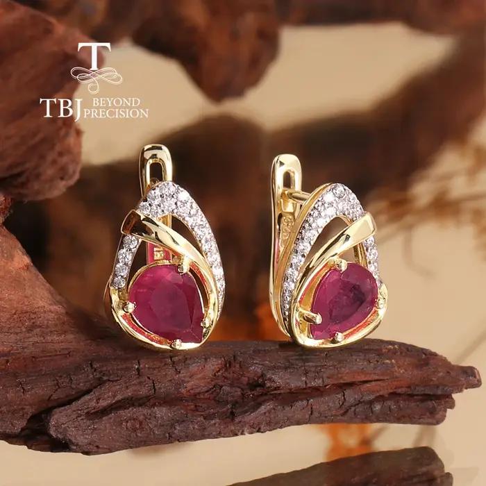 Tbj – boucles d'oreilles en forme de poire naturelle
