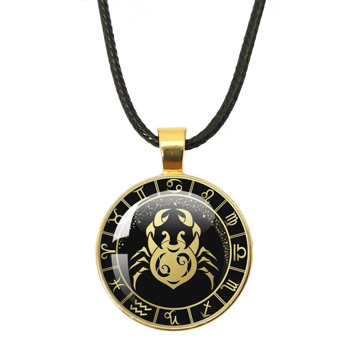 Collier des douze constellations avec pendentif en verre ajustable pour homme et femme occasions spéciales anniversaire mariage fête