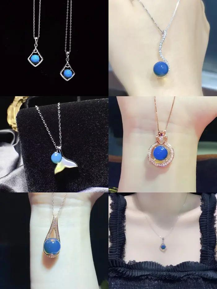 Bijoux en ambre bleu mexicain naturel certifié multi-design