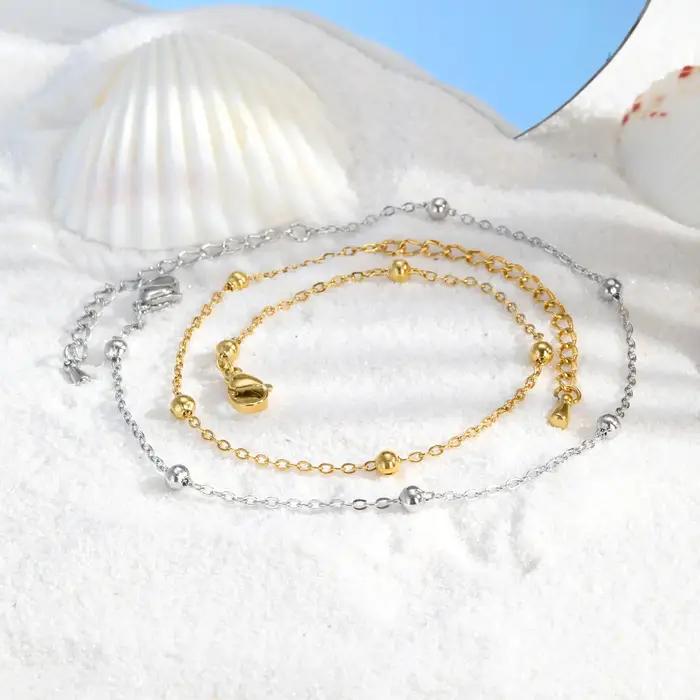 Bracelets de chaîne de cheville en boule de perles Boho pour femmes