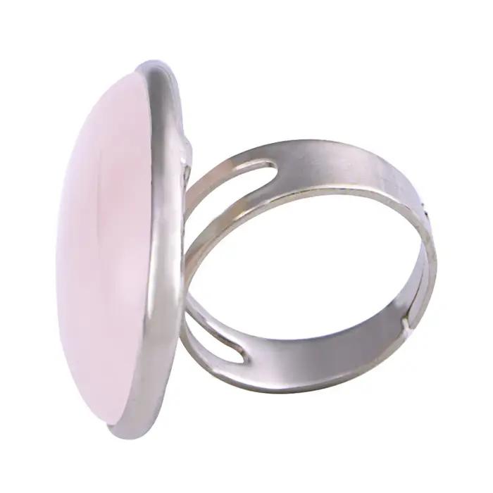 Jolis bijoux de bague d'amour de coeur de quartz rose pour dame