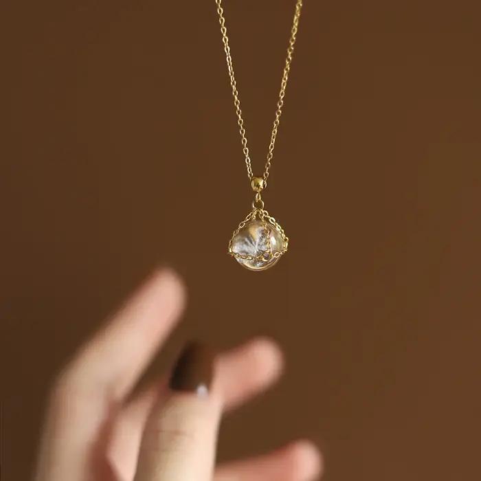 Boucle de cristal plaquée or 18 carats collier avec pendentif acier inoxydable pour femmes occasions spéciales mariage demoiselle d'honneur