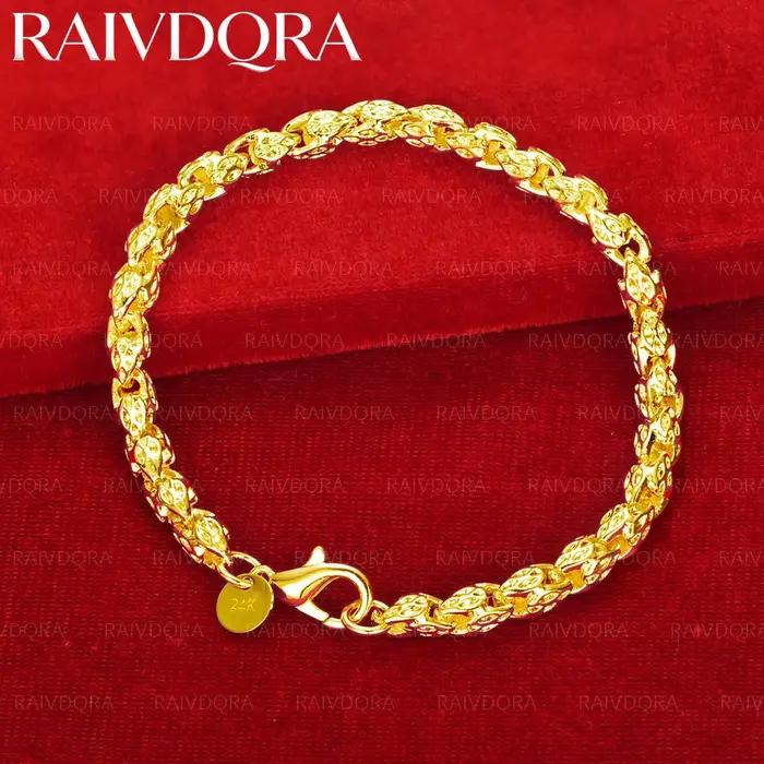 Bracelet à chaîne creuse plaqué or 18 carats pour femmes