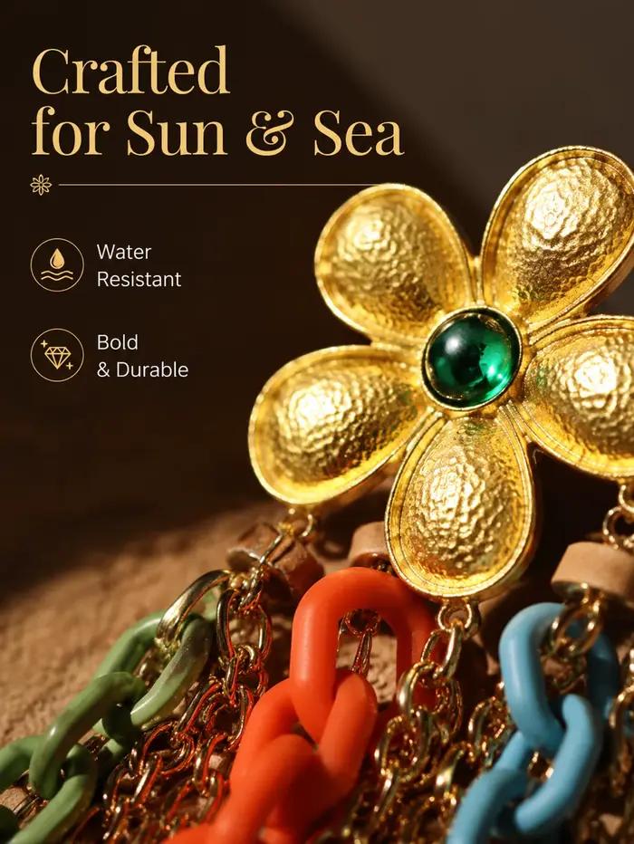 Boucles d'oreilles pendantes à fleurs faites à la main style bohème avec chaîne à pompons pour femmes bijoux tendance mariage fête ou vacances d'été