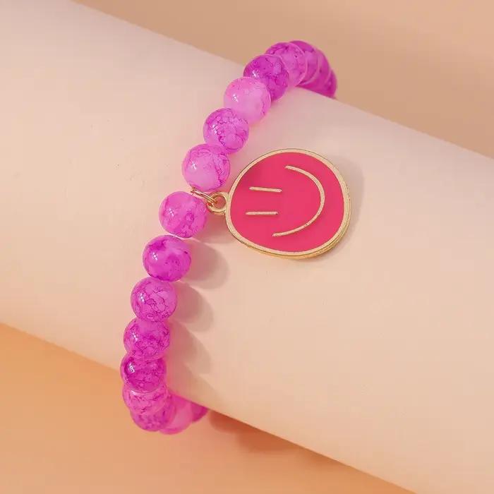 Aihua bohème fait à la main perles colorées Bracelet pour femmes mignon sourire visage bracelets à breloques filles fête vacances bijoux cadeaux