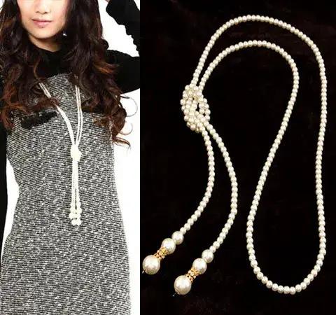 Collier en perles simulées long pour femme élégant style vintage occasions spéciales mariage anniversaire cadeau