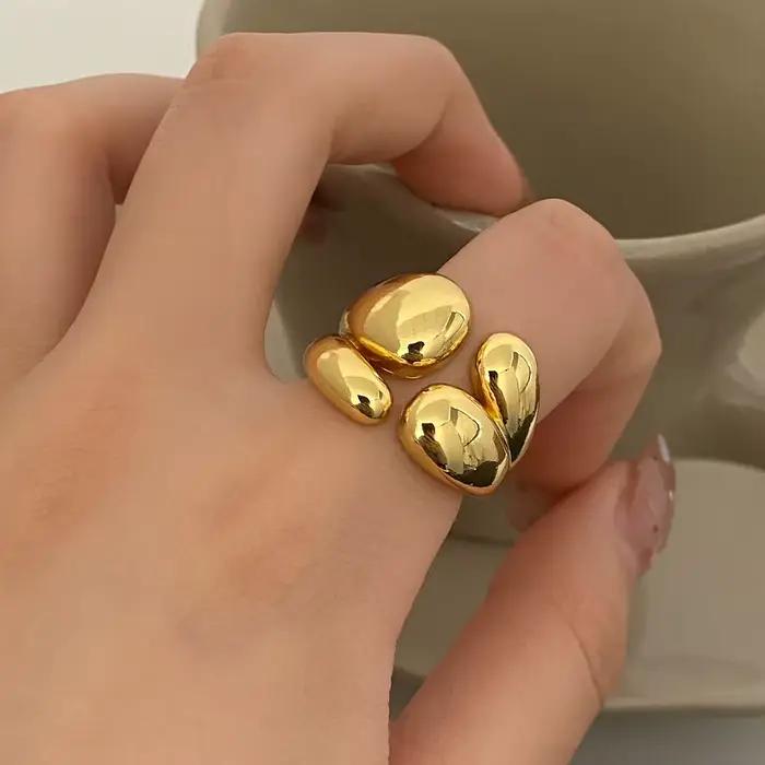 Bague dôme épaisse plaquée or et argent pour hommes et femmes