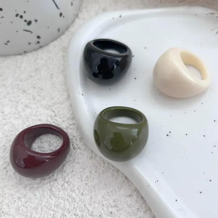 KMVEXO coréen Simple acrylique anneaux Vintage anneaux ronds pour femmes grand Kpop bague filles large Punk résine anneau bijoux de mode