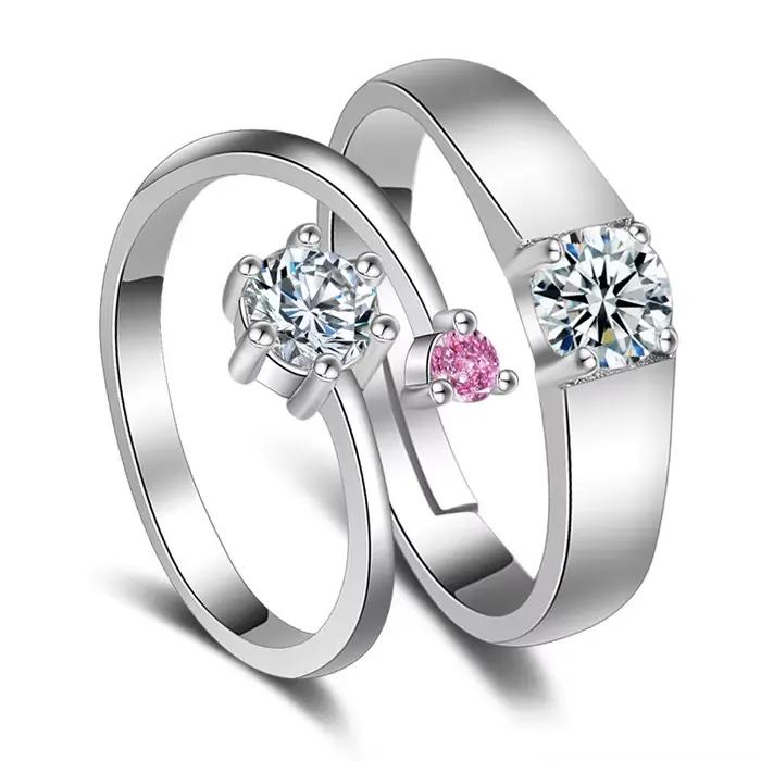 Bague en argent sterling 925 charmante avec zircon rose exquis