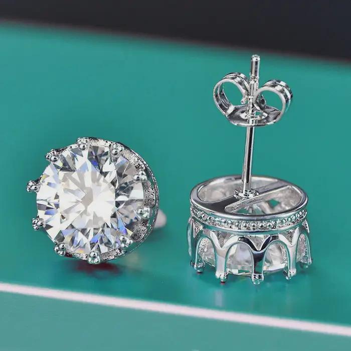 Boucles d'oreilles en argent sterling 925 véritable avec zircon