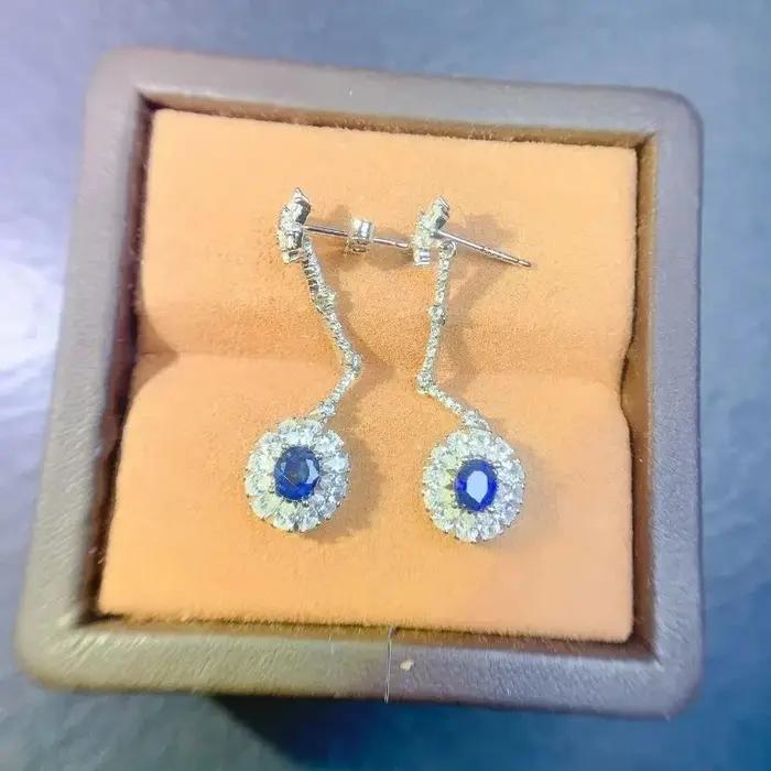 Saphir naturel en argent pur S925, les quatre pierres précieuses du monde, bijoux de haute qualité, gemme naturelle, 4x5mm