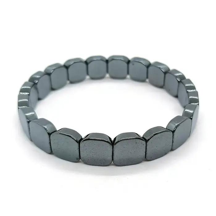 Bracelet vintage élastique noir en pierres naturelles
