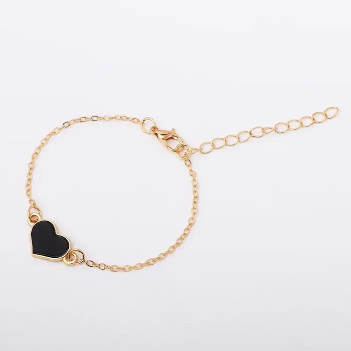 Bracelet coeur d'amour pour femmes réglable plaqué or chaîne O lien de cheville amitié saint valenti