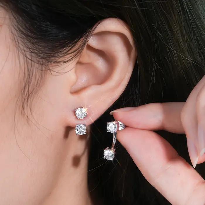 OXTAO D VVS1 Moissanite boucle d'oreille pour femmes 925 boucles d'oreilles en argent Sterling scintillant laboratoire