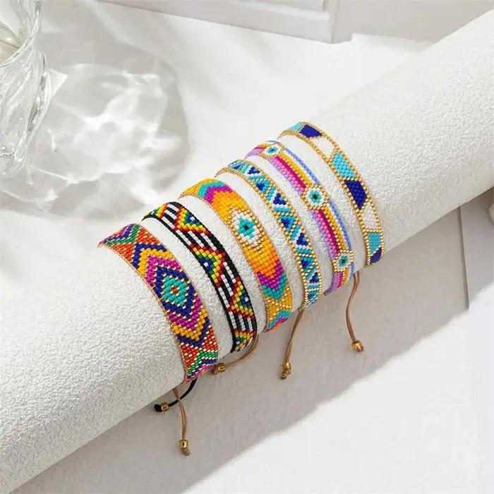 Bracelet mexicain bohème en verre perles tissées pour femmes occasions spéciales artisanat traditionnel