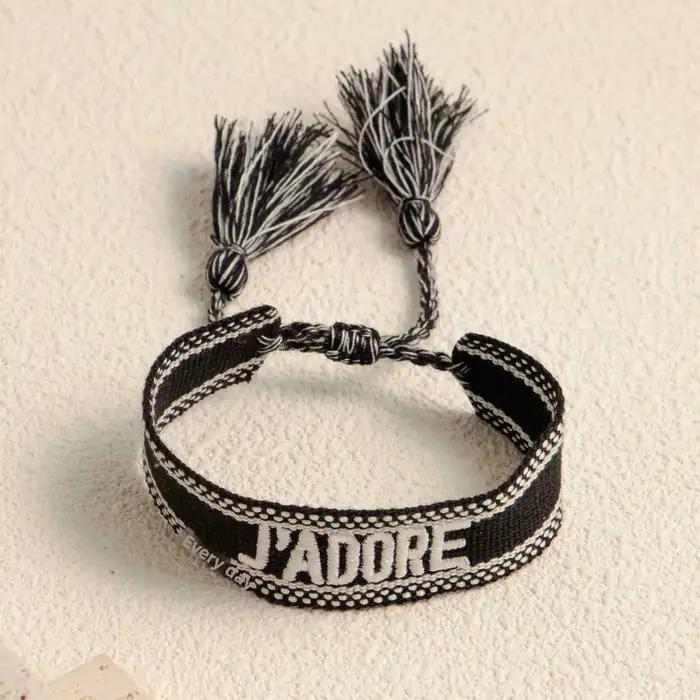 JADORE lettre brodé tricoté Bracelet gland dames tissé