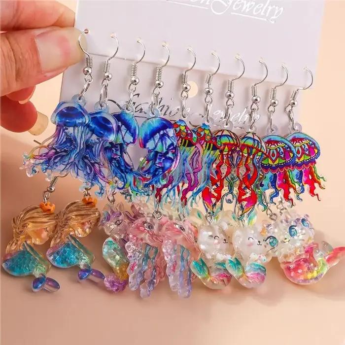 Boucles d'oreilles sirène colorées pour femmes