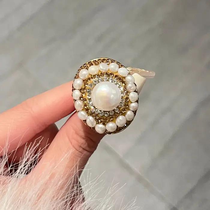 Bague en perles baroques de Style Court rétro pour femmes
