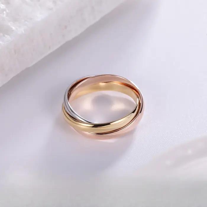 Bague Internet en Argent Sterling Or Rose Tricolore