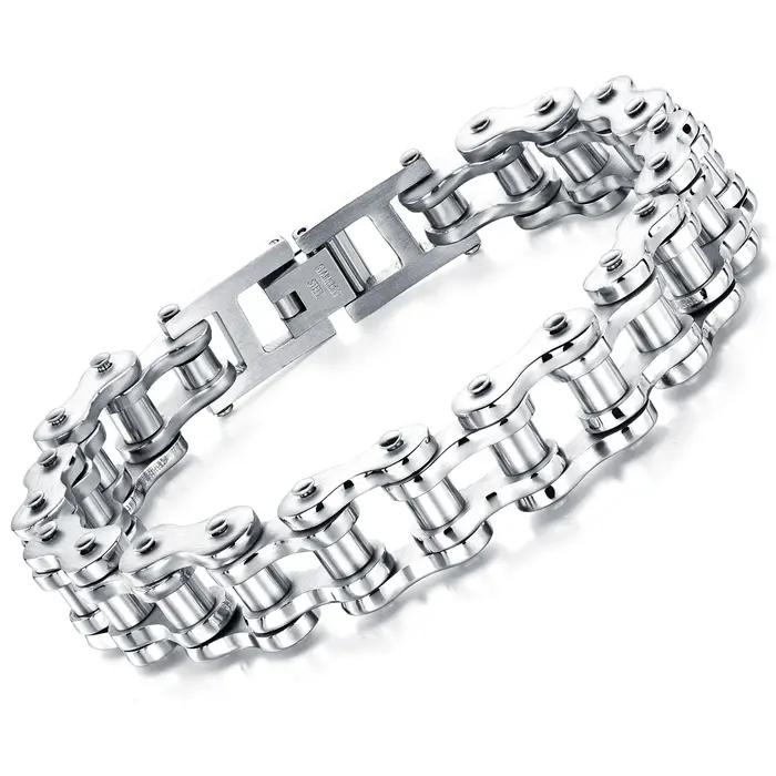Bracelet en acier inoxydable hiphop rock pour homme motard vélo occasionnels cadeau masculin audacieux