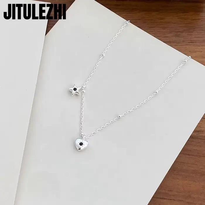 Collier pendentif en argent Sterling 925 avec zirconium blanc et cristal pour femmes bijoux d'amour élégants et simples pour occasions spéciales