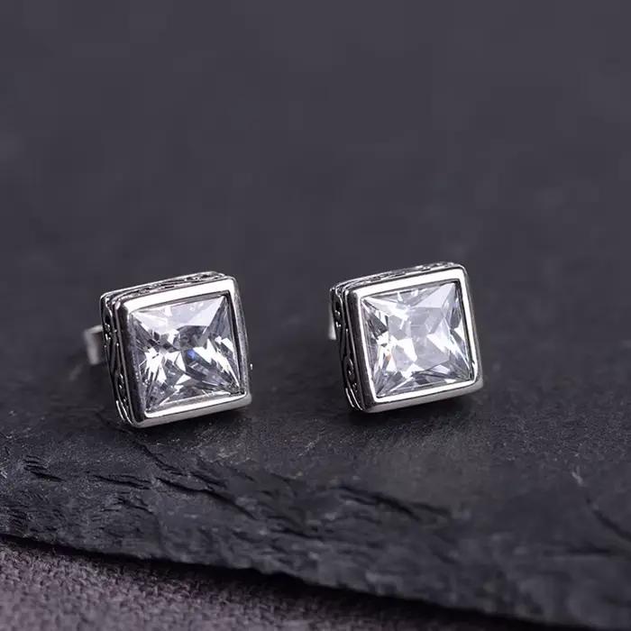 Boucles d'oreilles en argent regardé S925 pour femmes, bijoux en argent thaïlandais, artisanat vintage, agate noire, carré simple, Zunderes