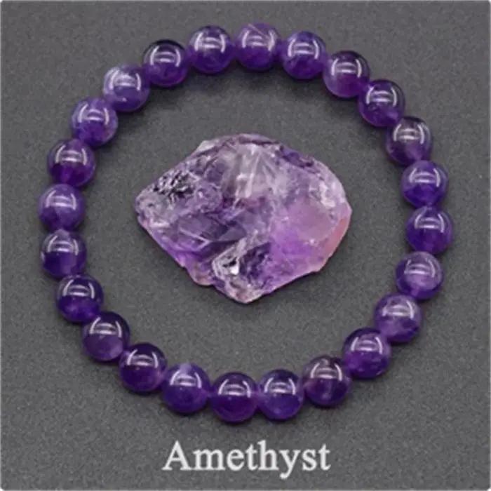 JD Bracelet améthyste en vraies perles de pierre naturelle purifiant le corps véritable
