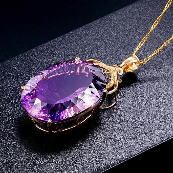 Pendentif en améthyste en forme de cœur plaqué or 18 carats