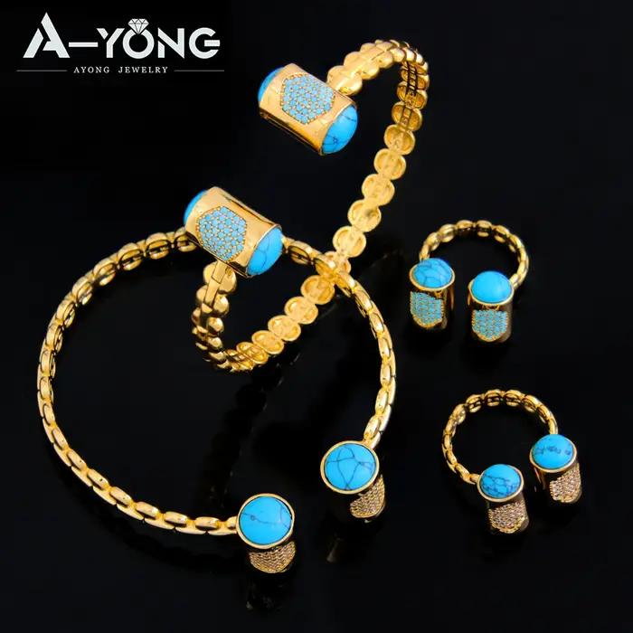 Ensemble de bagues et bracelets plaqués or arabe